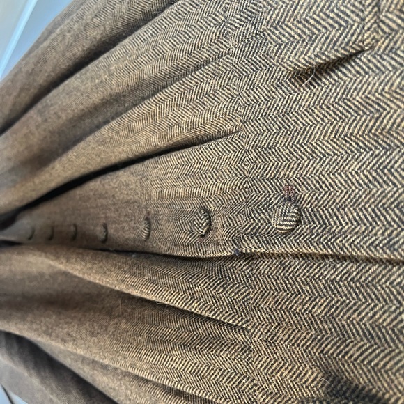 Women’s M/L Brown black handmade Herringbone Wool Sleeveless Button Dress - Picture 9 of 10